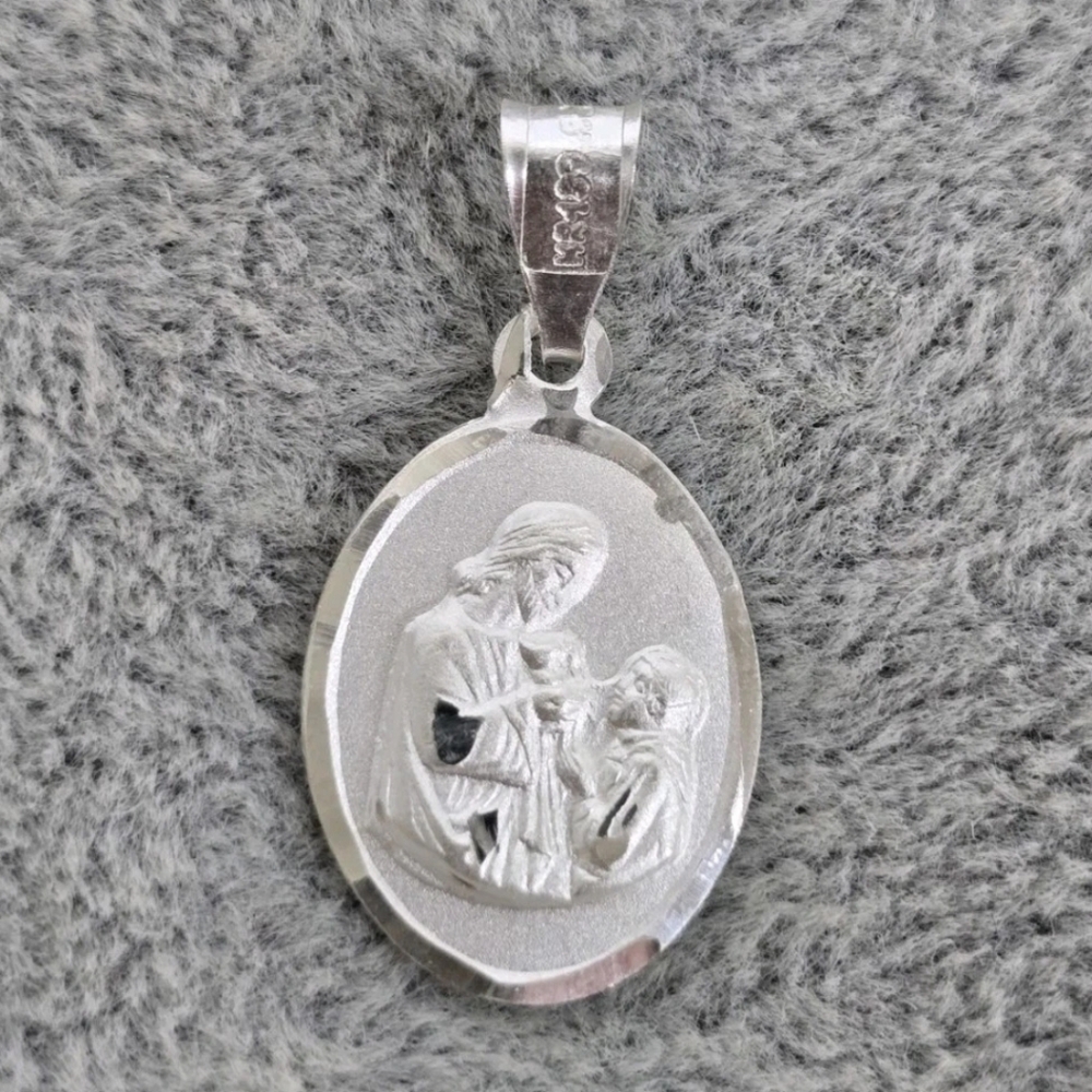Jesus & Child Baptism Religious Medal Pendant Charm 925 Mexican Sterling Silver